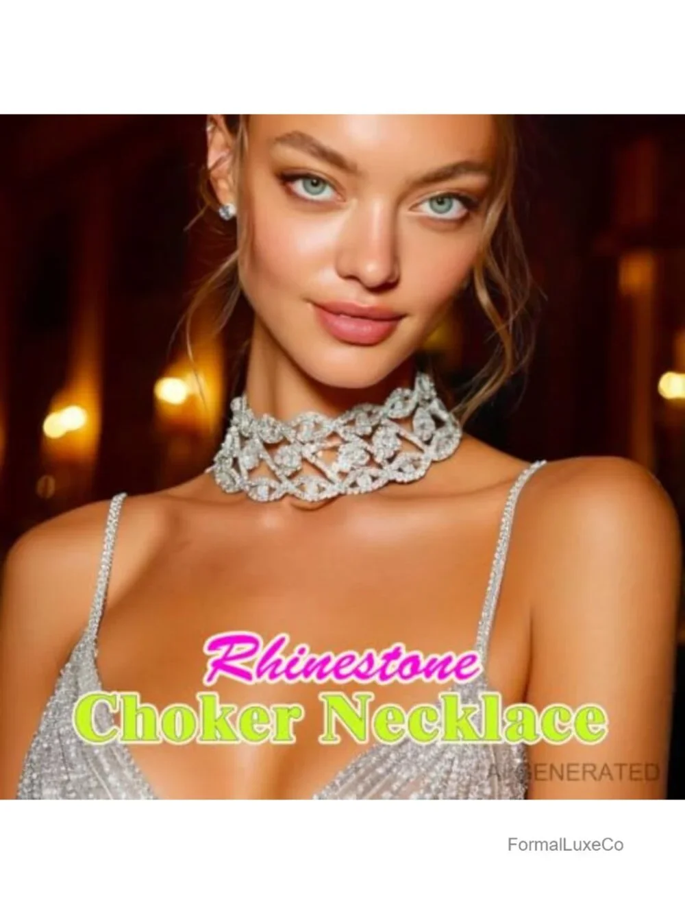 Rhinestone Choker Necklace Jewelry Sparkly Bling Prom Costume